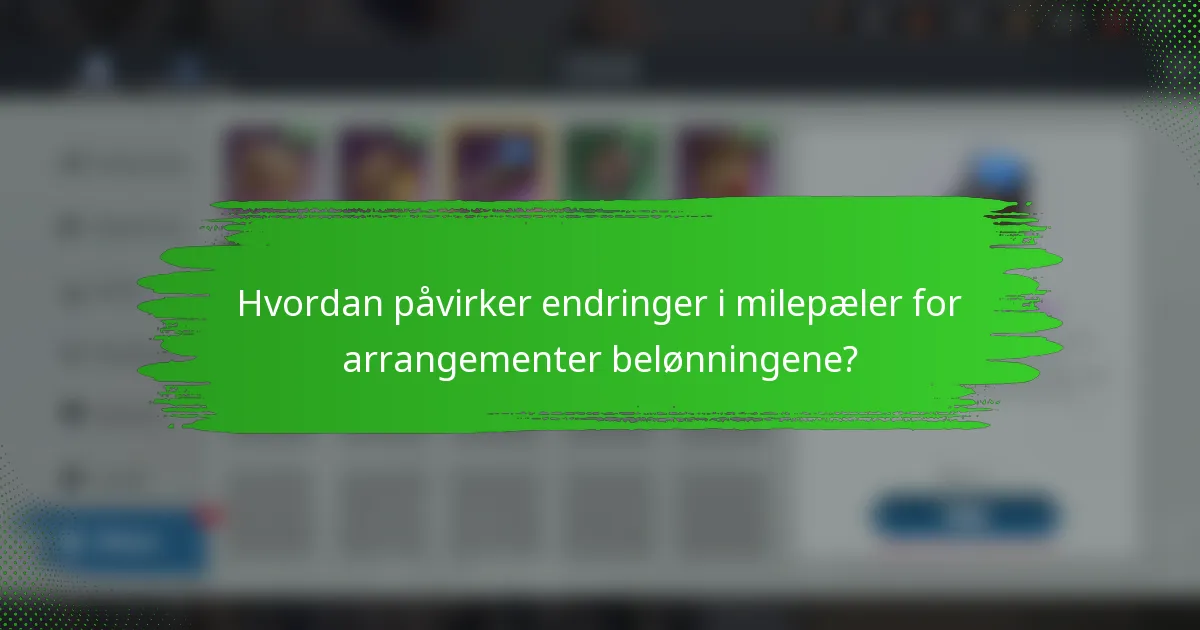 Hvordan påvirker endringer i milepæler for arrangementer belønningene?